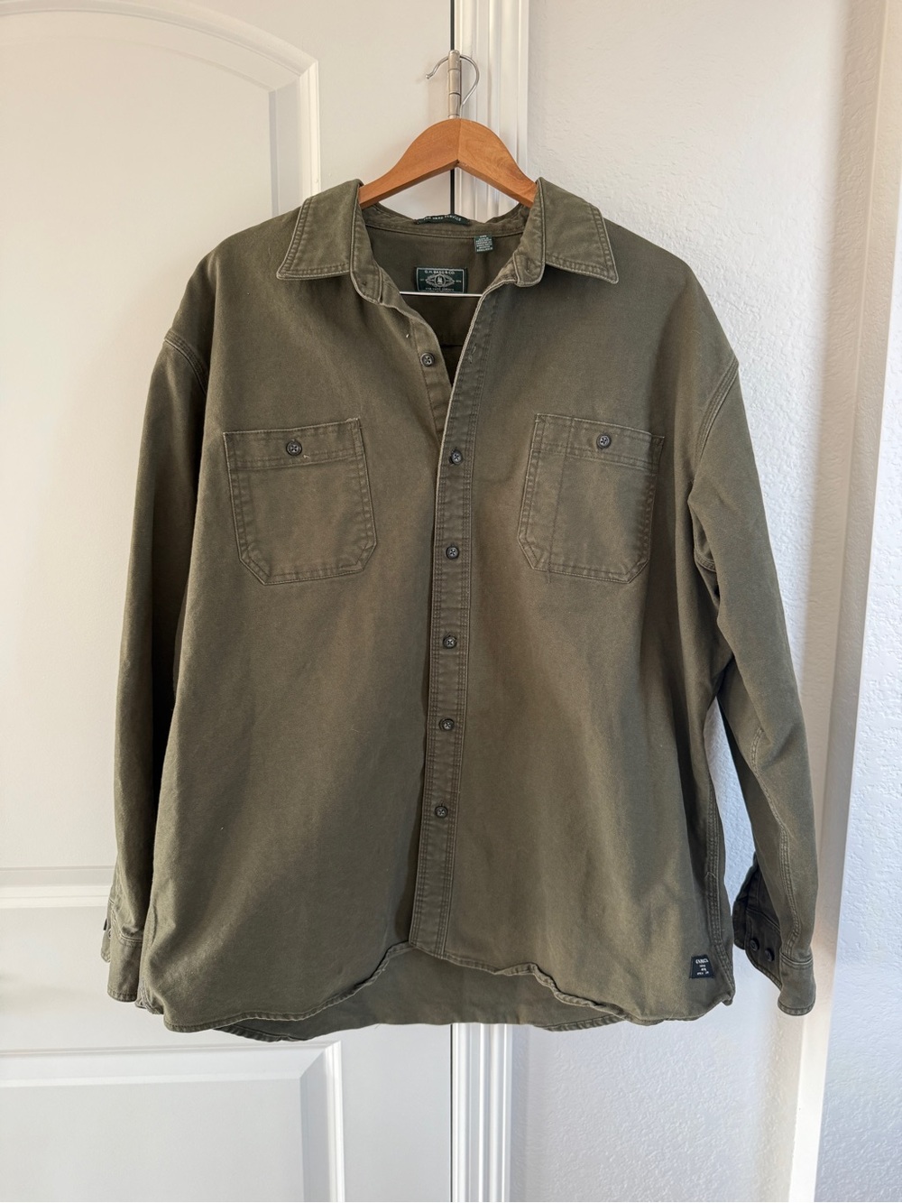 G.H. Bass Utility Pocket Green Button-Up Work Shirt